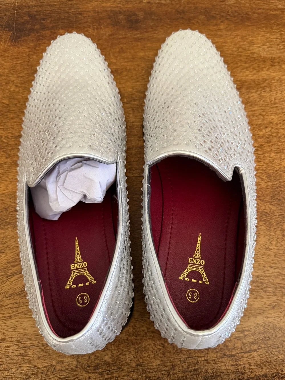 Men's Silver Dress Shoe Rhinestone Stage Tuxedo Loafer Fashion Slip On Formal